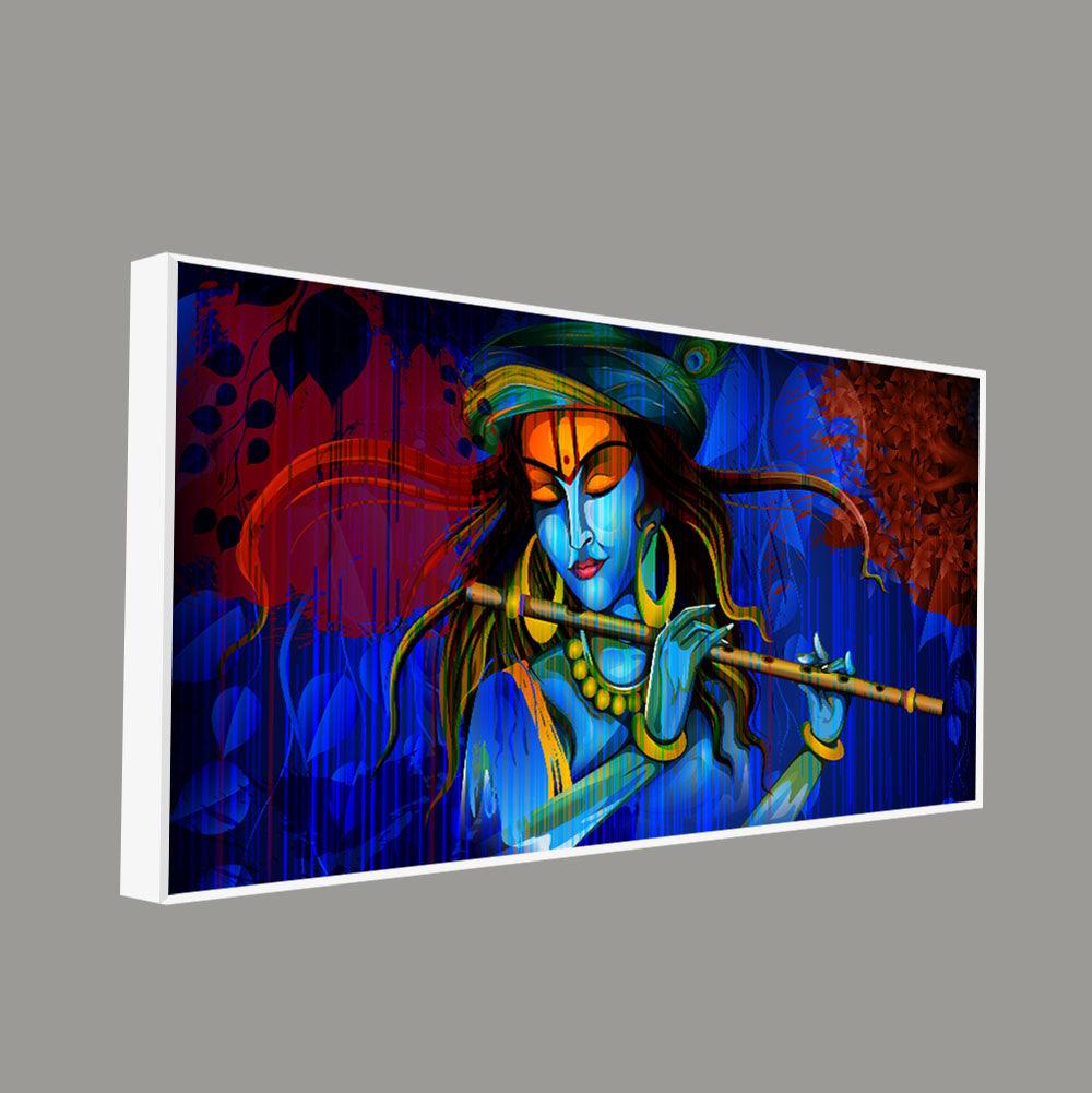 Lord Krishna Playing Flute Wall Painting - Decor Mantra 