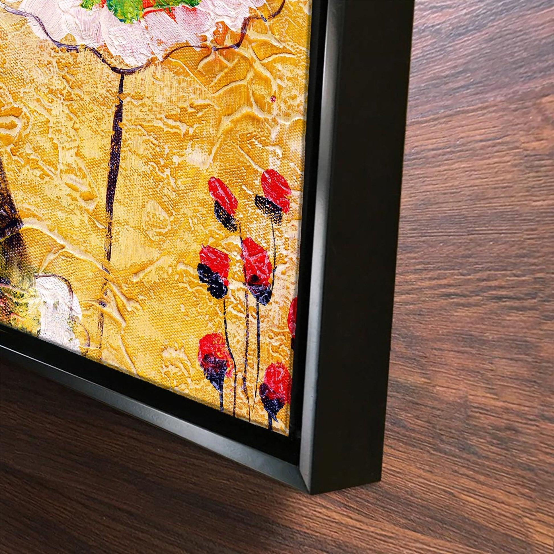 Dancing Women Warli Art Canvas Wall Painting of 2 Pieces Floating Frame - Decor Mantra 