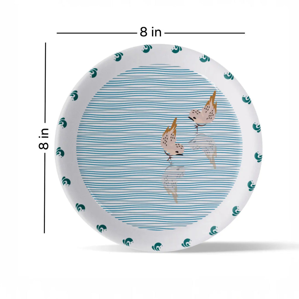 Sea-Inspired bird Abstract Art Collection Porcelain Wall Plate - Harshita Craft