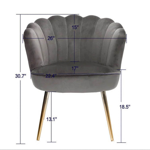 Grey Crafted Shell Shaped Designer Accent Chair