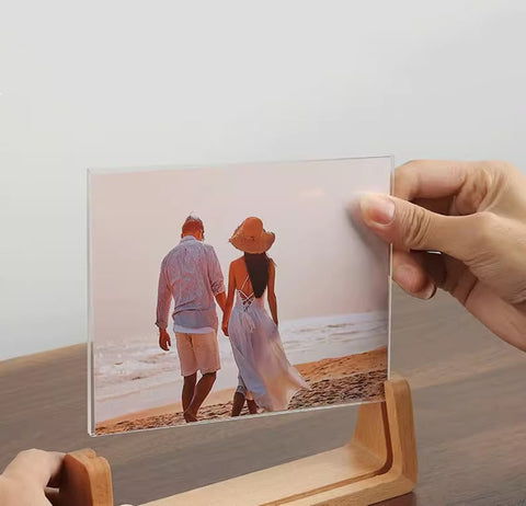 Vintage Black Walnut Photo Frame,Transparent Tabletop Picture Frame,Baby Frame,Wedding Photo Frame,Wedding Day Keepsake Frame,Christmas Gift