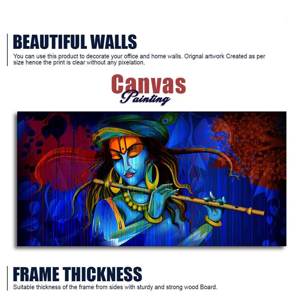 Lord Krishna Playing Flute Wall Painting - Decor Mantra 