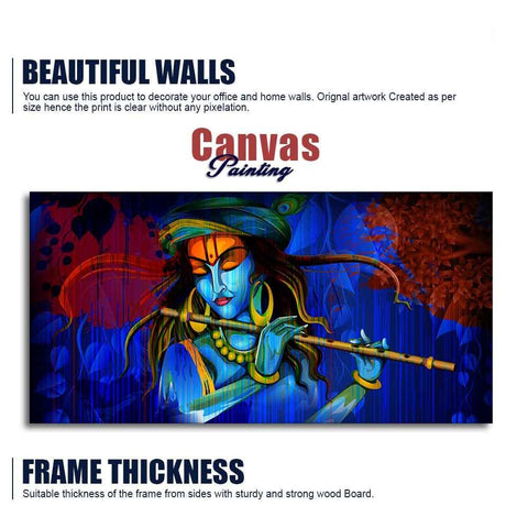Lord Krishna Playing Flute Wall Painting - Decor Mantra 
