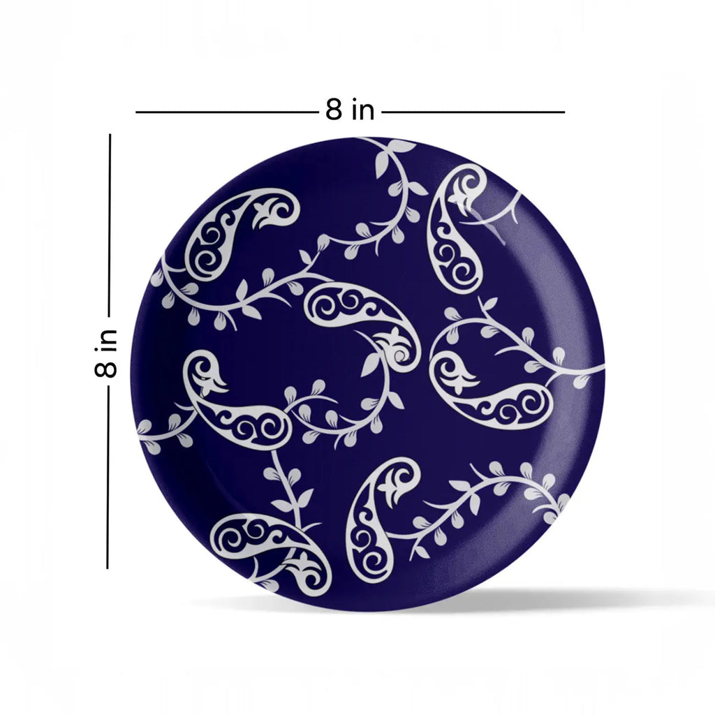 Elegant Blue Pottery symmetry paisley for Every Space Wall Plate - Harshita Craft