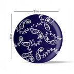 Elegant Blue Pottery symmetry paisley for Every Space Wall Plate - Harshita Craft
