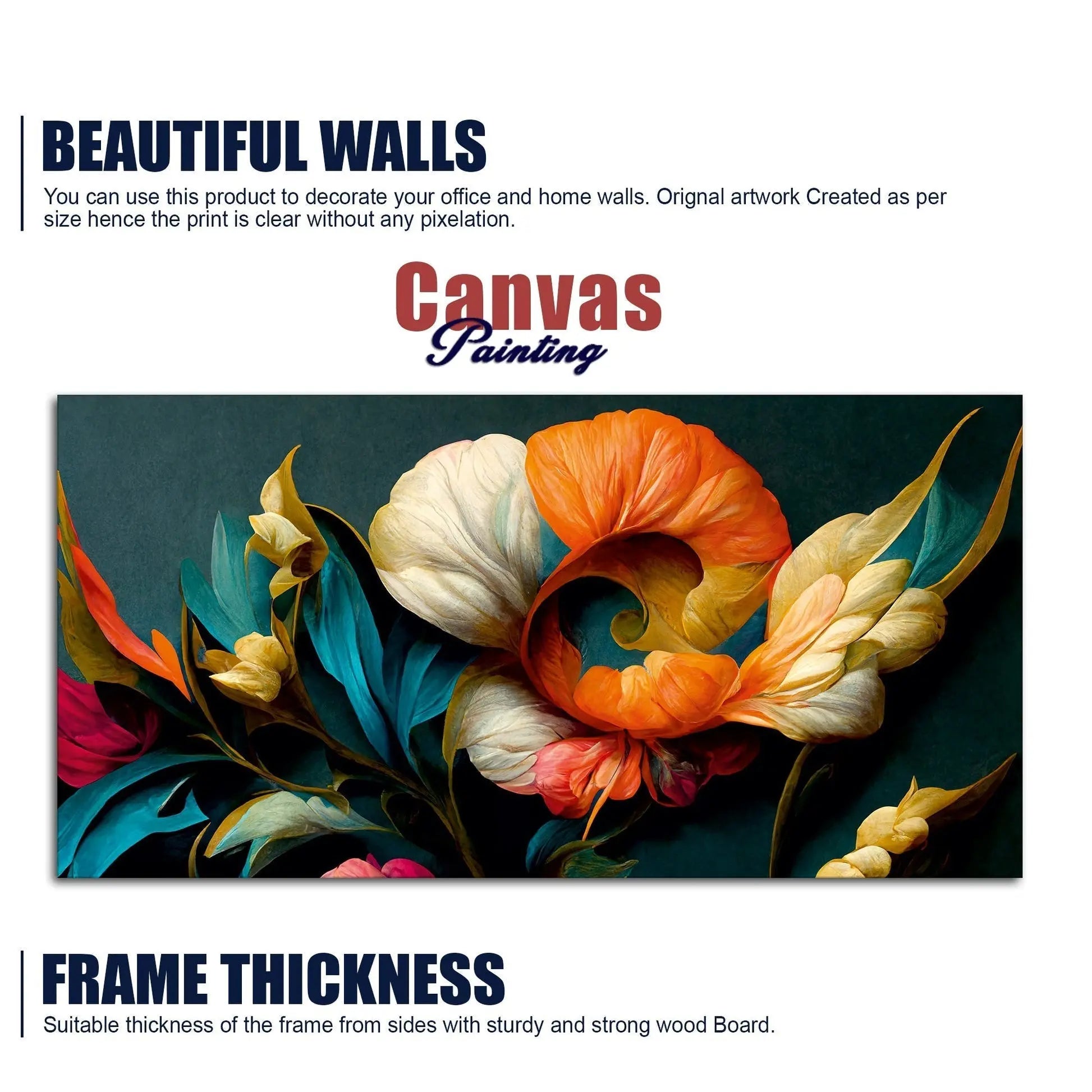 Elegant Floral Flower Artistic Art Canvas Wall Painting - Harshita Craft