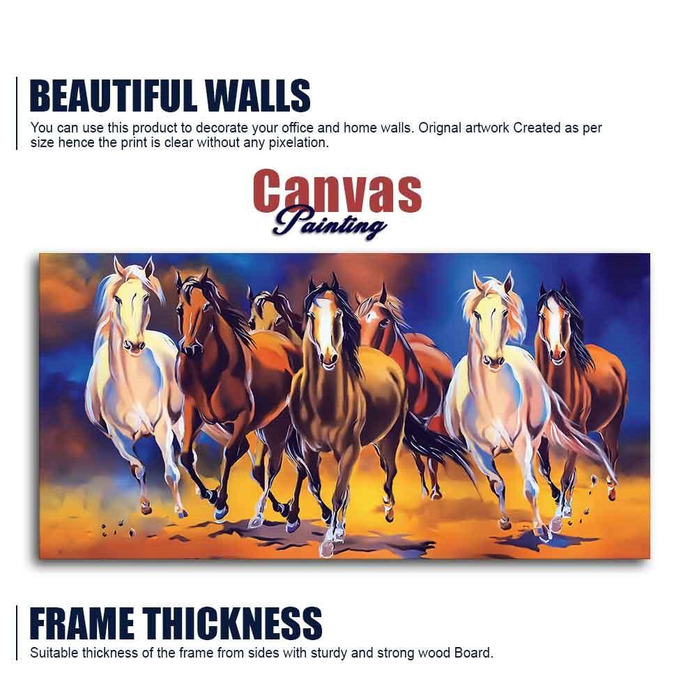 Seven Horses Running in Field Canvas Wall Painting - Decor Mantra 