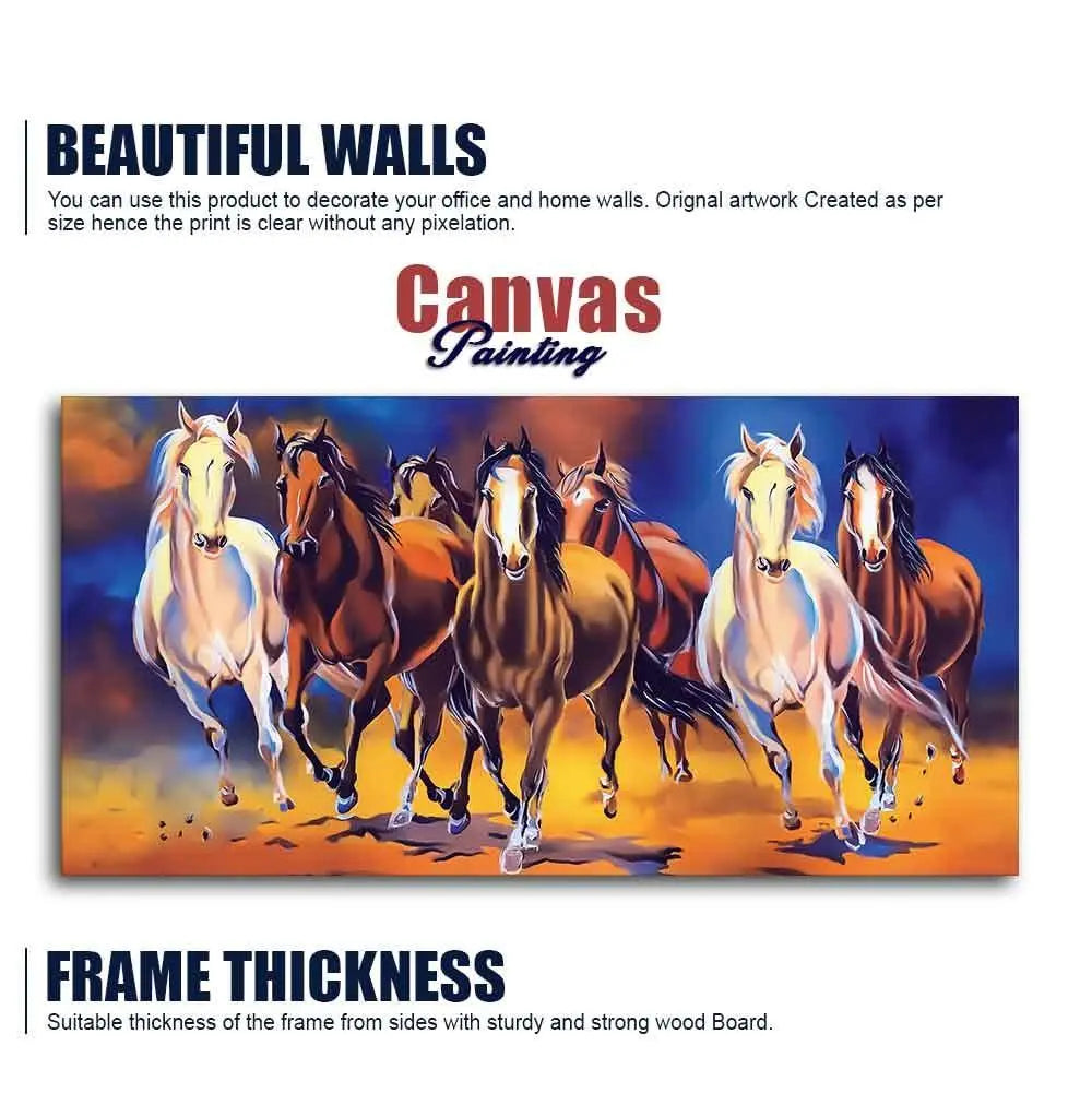 Seven Horses Running in Field Canvas Wall Painting - Decor Mantra 