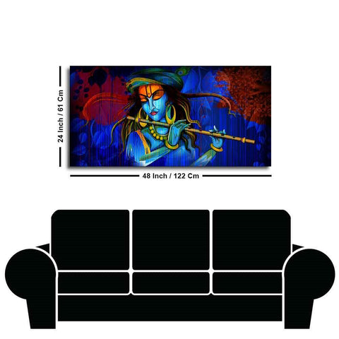 Lord Krishna Playing Flute Wall Painting - Decor Mantra 