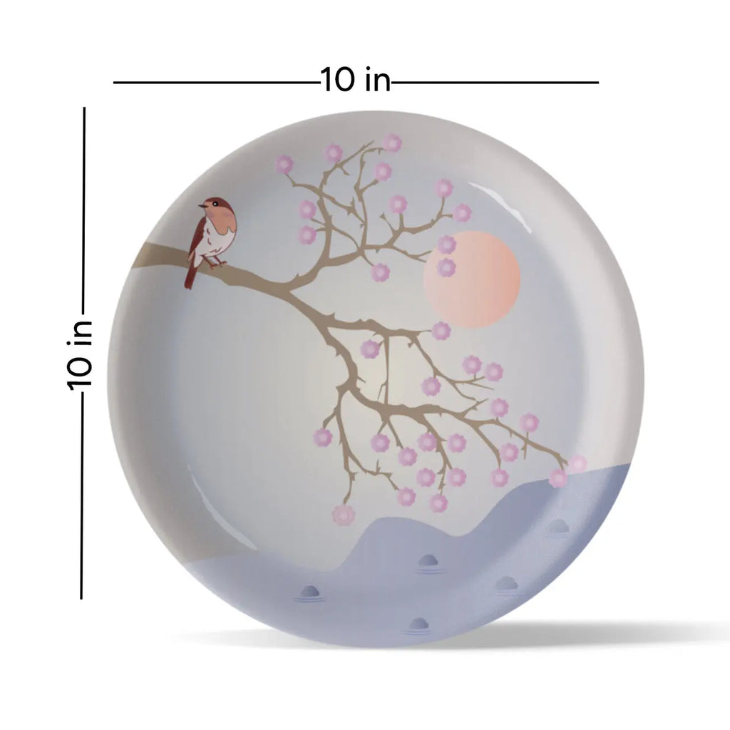 Spring-Inspired Art for Serene Spaces bird porcelain plate - Harshita Craft