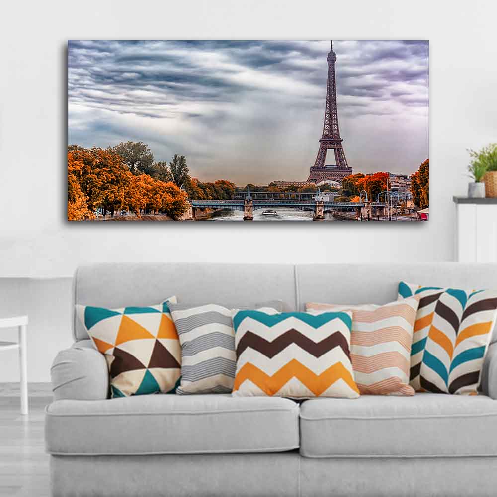 Eiffel Tower and Seine River Bedroom Wall Painting DECORMANTRA