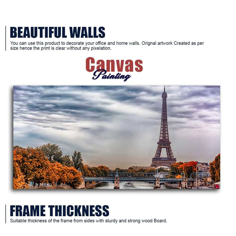 Eiffel Tower and Seine River Bedroom Wall Painting DECORMANTRA