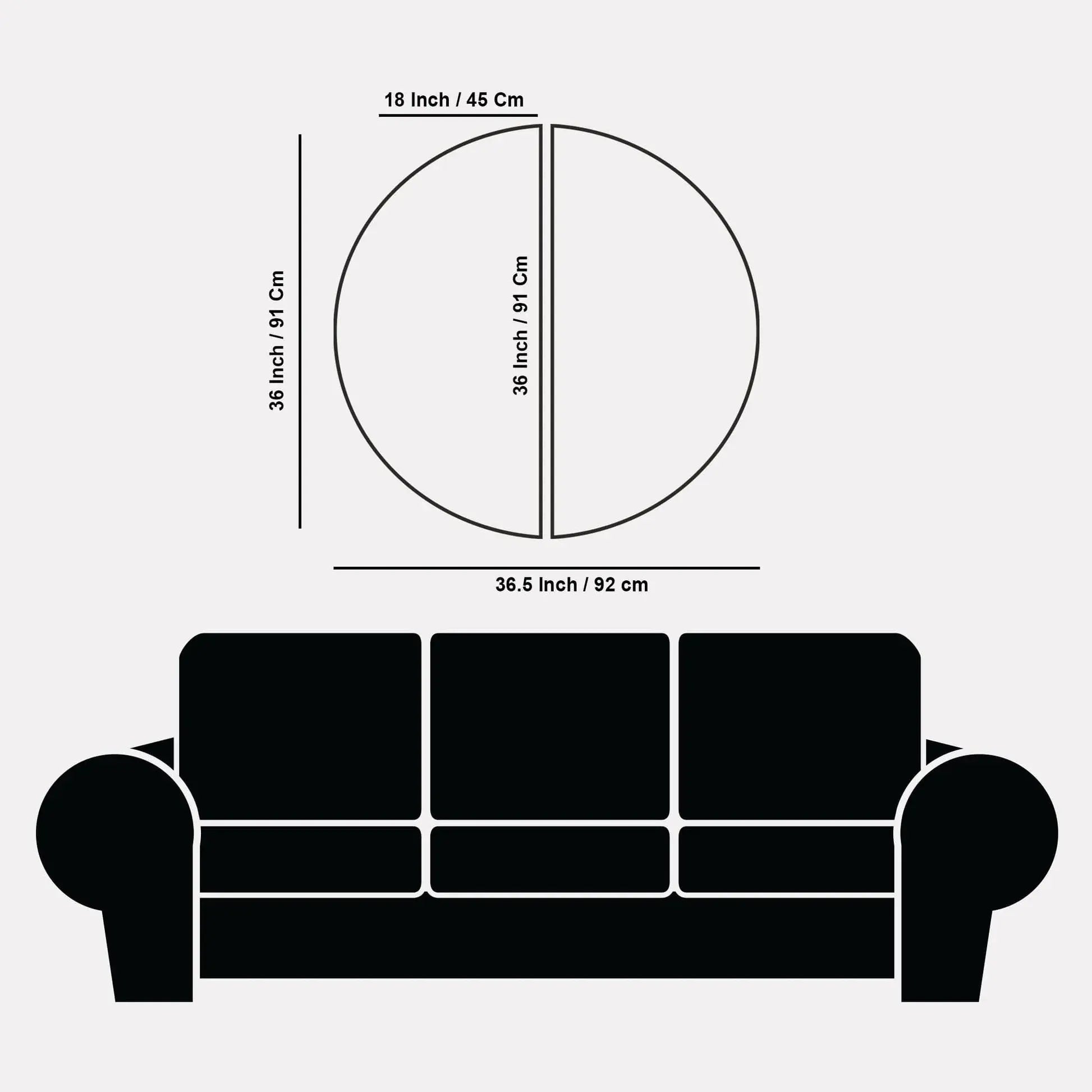 Elegant Background with Black and Gold Marble Texture Semi Circle Frames Set Of 2 Decor Mantra