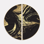 Elegant Background with Black and Gold Marble Texture Semi Circle Frames Set Of 2 Decor Mantra