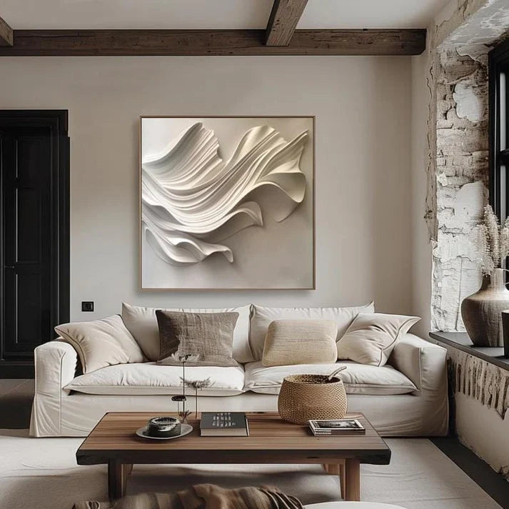 Elegant Curved White Wall Decor Art Framed Contemporary Spaces