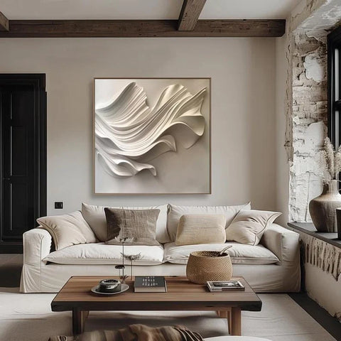 Elegant Curved White Wall Decor Art Framed Contemporary Spaces