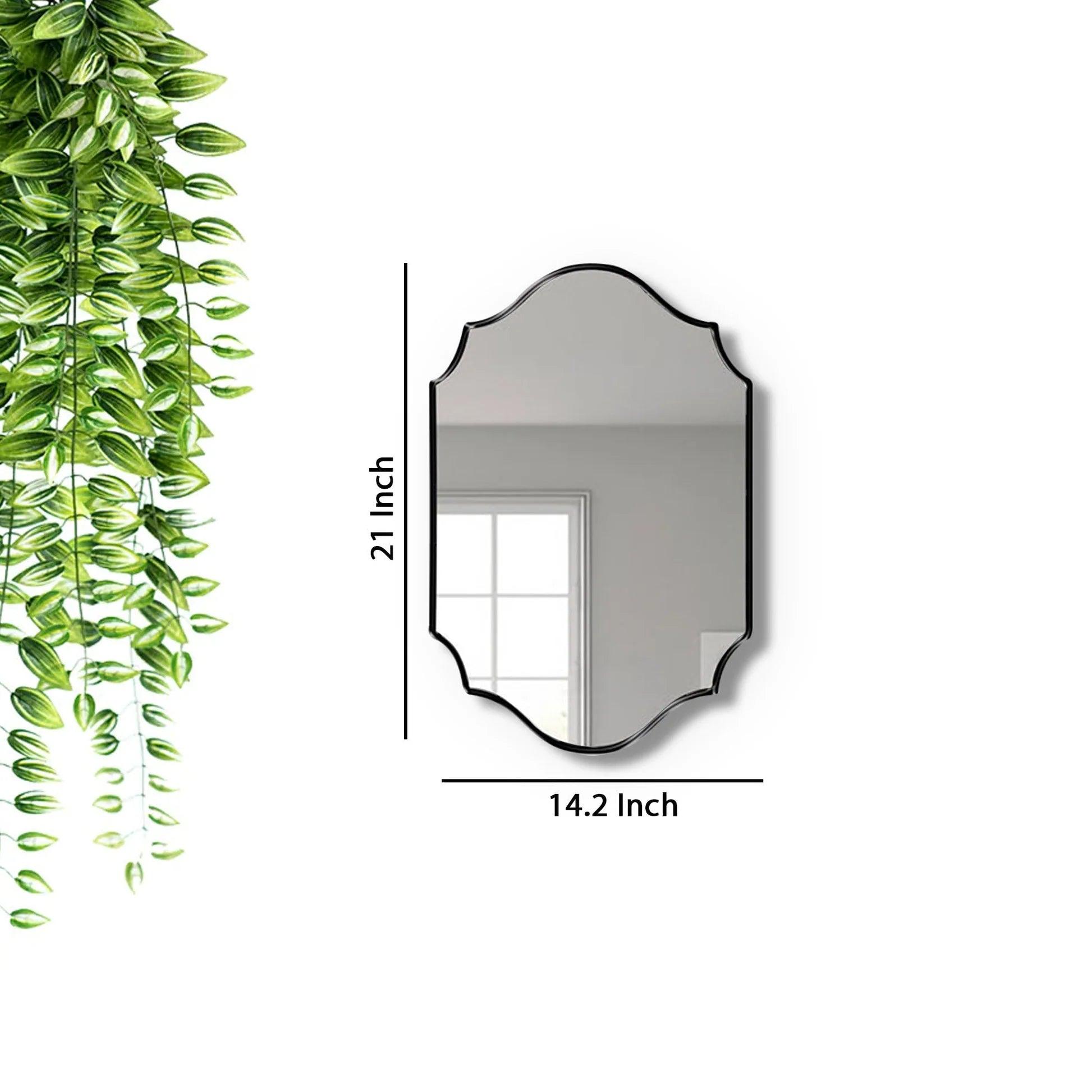 Elegant Irregular Quatrefoil Bathroom Decor Mirror with Black Wooden Finish - Decor Mantra 