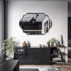 Elegant Irregular Quatrefoil Bathroom Decor Mirror with Black Wooden Finish - Decor Mantra 
