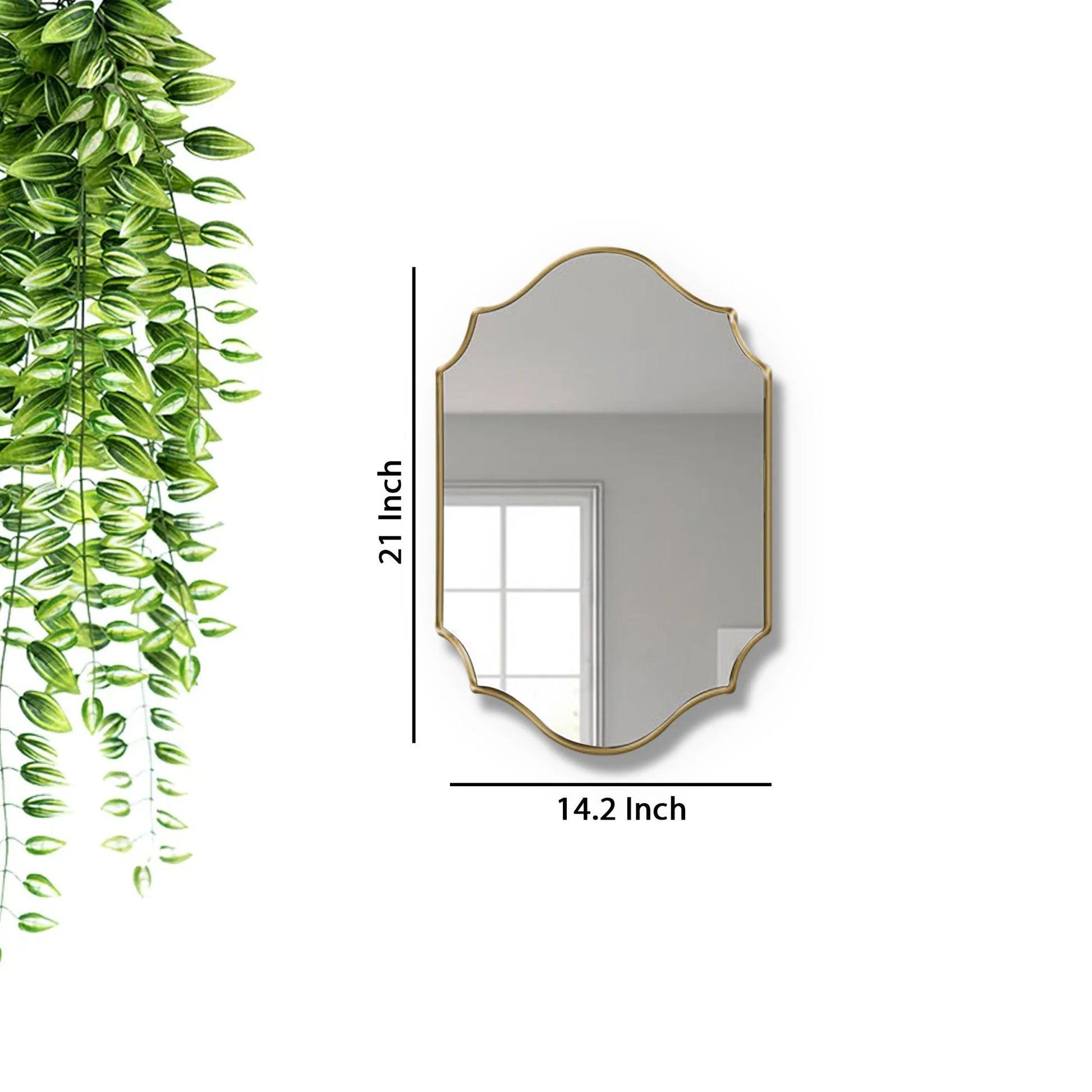 Elegant Irregular Quatrefoil Bathroom Decor Mirror with Golden Wooden Finish - Decor Mantra 