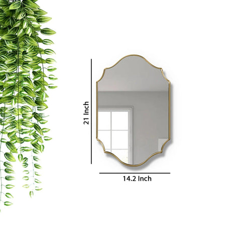 Elegant Irregular Quatrefoil Bathroom Decor Mirror with Golden Wooden Finish - Decor Mantra 