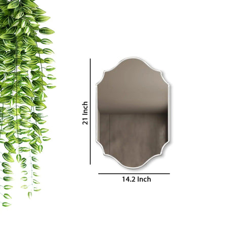 Elegant Irregular Quatrefoil Bathroom Decor Mirror with White Wooden Finish - Decor Mantra 