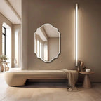 Elegant Irregular Quatrefoil Bathroom Decor Mirror with White Wooden Finish - Decor Mantra 