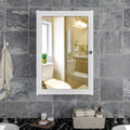 Elegant Structured Wooden Bathroom Cabinet Mirror with 7 Spacious Shelves with Solid White Finish - Decor Mantra 