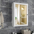 Elegant Structured Wooden Bathroom Cabinet Mirror with 7 Spacious Shelves with Solid White Finish - Decor Mantra 