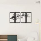 Elegant Tree Sprig Metal Wall Art (4 Piece) Decor Mantra