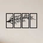 Elegant Tree Sprig Metal Wall Art (4 Piece) Decor Mantra