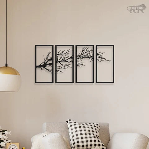 Elegant Tree Sprig Metal Wall Art (4 Piece)