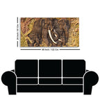 Elephant Family in the Forest Textured Art Premium Wall Painting DECORMANTRA