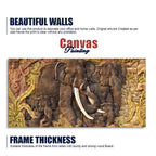 Elephant Family in the Forest Textured Art Premium Wall Painting DECORMANTRA