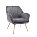 Dense Padded Bright Grey Comfy Velvet Accent Chair DECORMANTRA