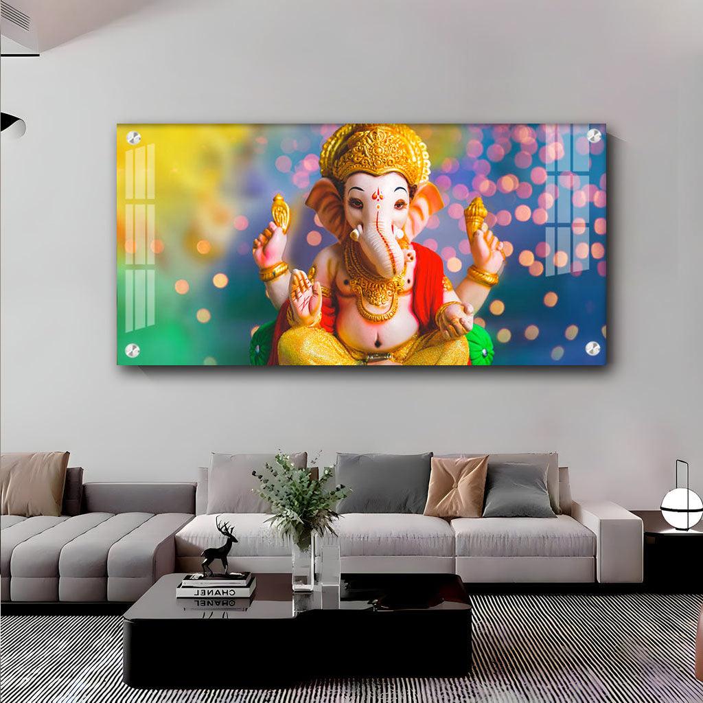 Jai Ganesha Horizontal Acrylic Premium Wall Art - Decor Mantra 