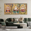 Hindu God Thai Style Art Canvas Floating Canvas Wall Painting Set of Three - Decor Mantra 