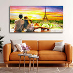 Couple Watching Sunset Paris Canvas Wall Painting Decor Mantra