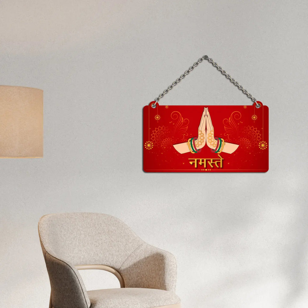 Welcome Quote Namastey Decorative Wooden Wall Hanging for House Decor - Harshita Craft