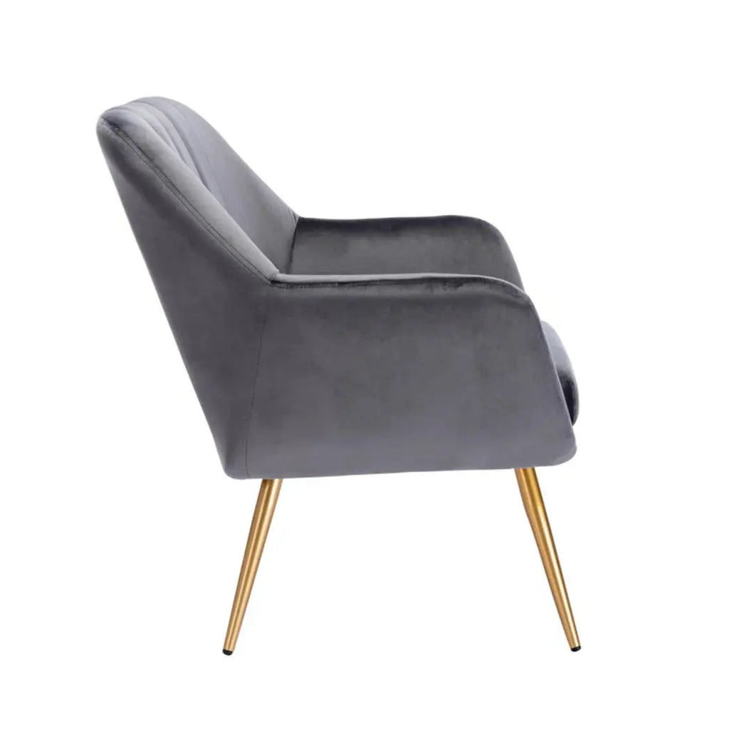Dense Padded Bright Grey Comfy Velvet Accent Chair DECORMANTRA