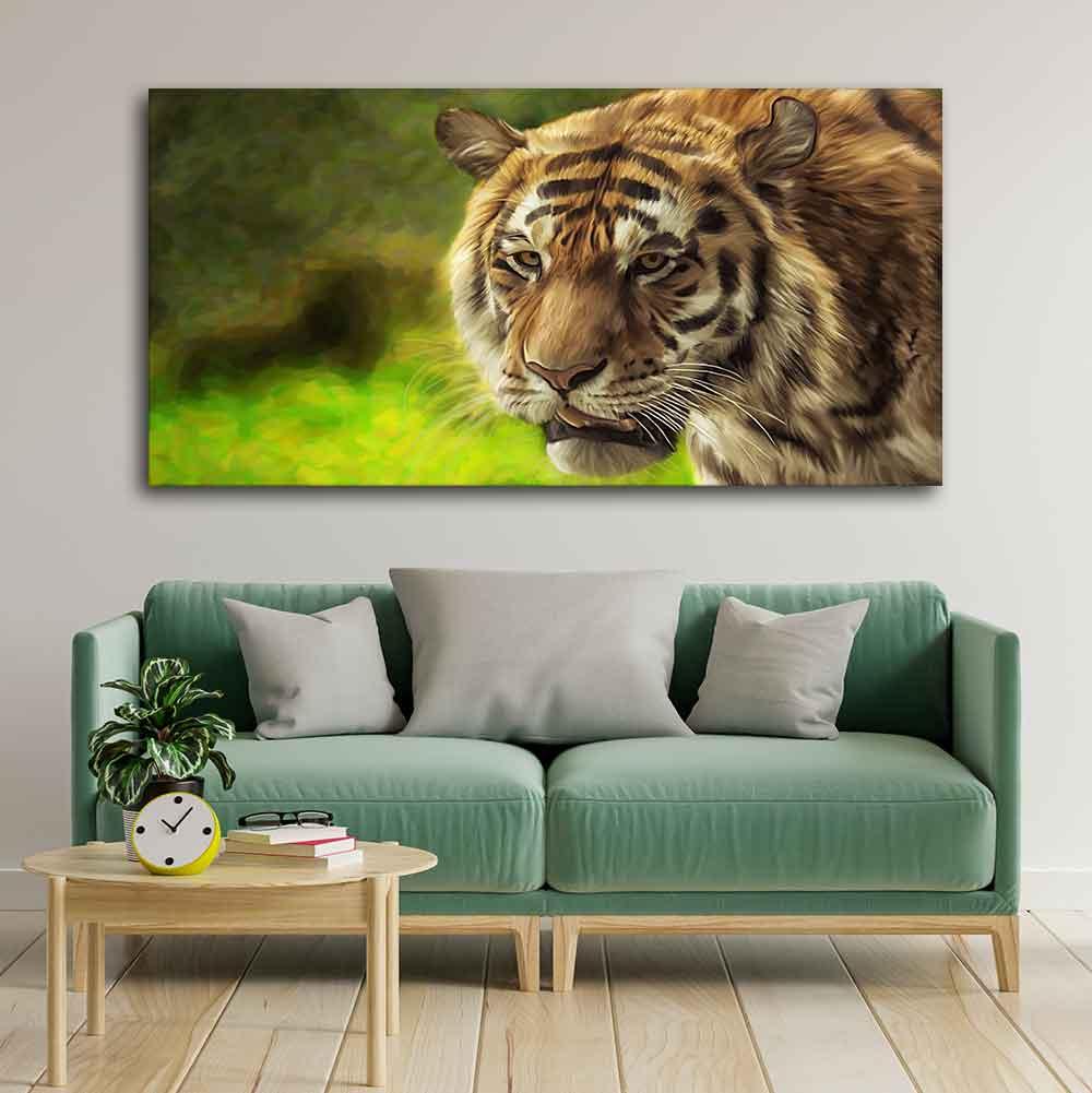 Tiger in Forest Premium Wall Painting - Decor Mantra 