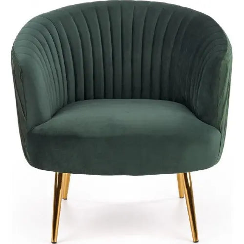 Green Cocooned Pattern Velvet Accent Chair DECORMANTRA