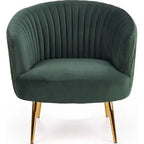 Green Cocooned Pattern Velvet Accent Chair DECORMANTRA