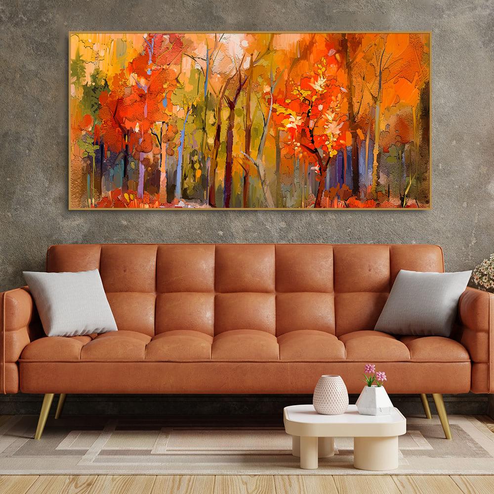 Nature Wall Painting of Colorful Autumn Forest - Decor Mantra 
