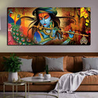 Lord Krishna Playing Flute Premium Wall Painting - Decor Mantra 