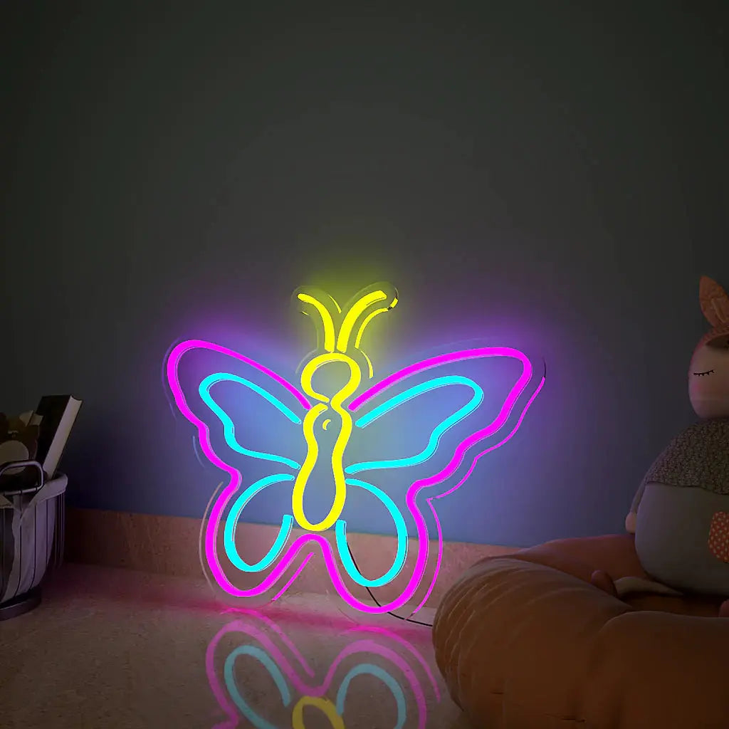 Multicolor Butterfly Design Neon LED Light DECORMANTRA
