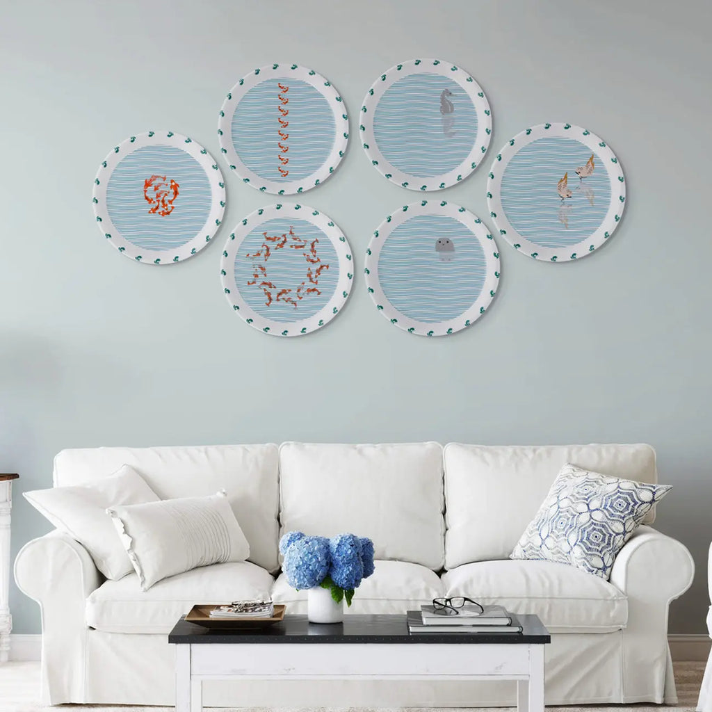 Sea-Inspired Abstract Art Collection Porcelain Wall Plate - Harshita Craft