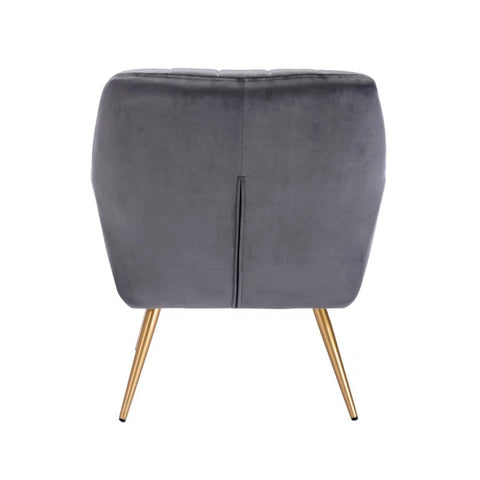Dense Padded Bright Grey Comfy Velvet Accent Chair