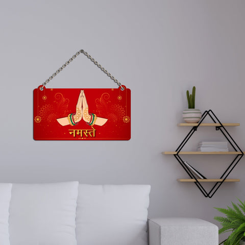 Welcome Quote Namastey Decorative Wooden Wall Hanging for House Decor