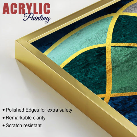 Luxury Golden Waves Line Art Premium Acrylic Floating Wall Painting Set Of 2 - Decor Mantra 