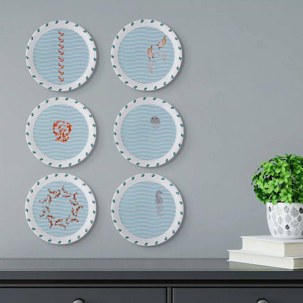 Sea-Inspired Abstract Art Collection Porcelain Wall Plate - Harshita Craft